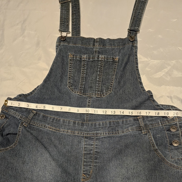 Angels‎ Forever Young Denim Overalls Womens XL Indigo Blue Jean Pockets, Button - Picture 4 of 7